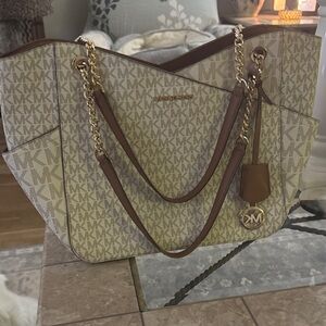 Michael Kors Tan and Brown Tote Bag